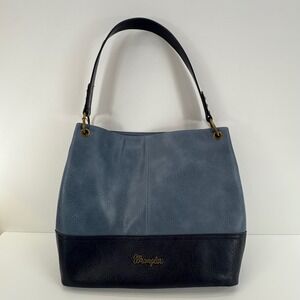Wrangler‎ Blue Black Vegan Leather Shoulder Bag Hobo Purse Western Style